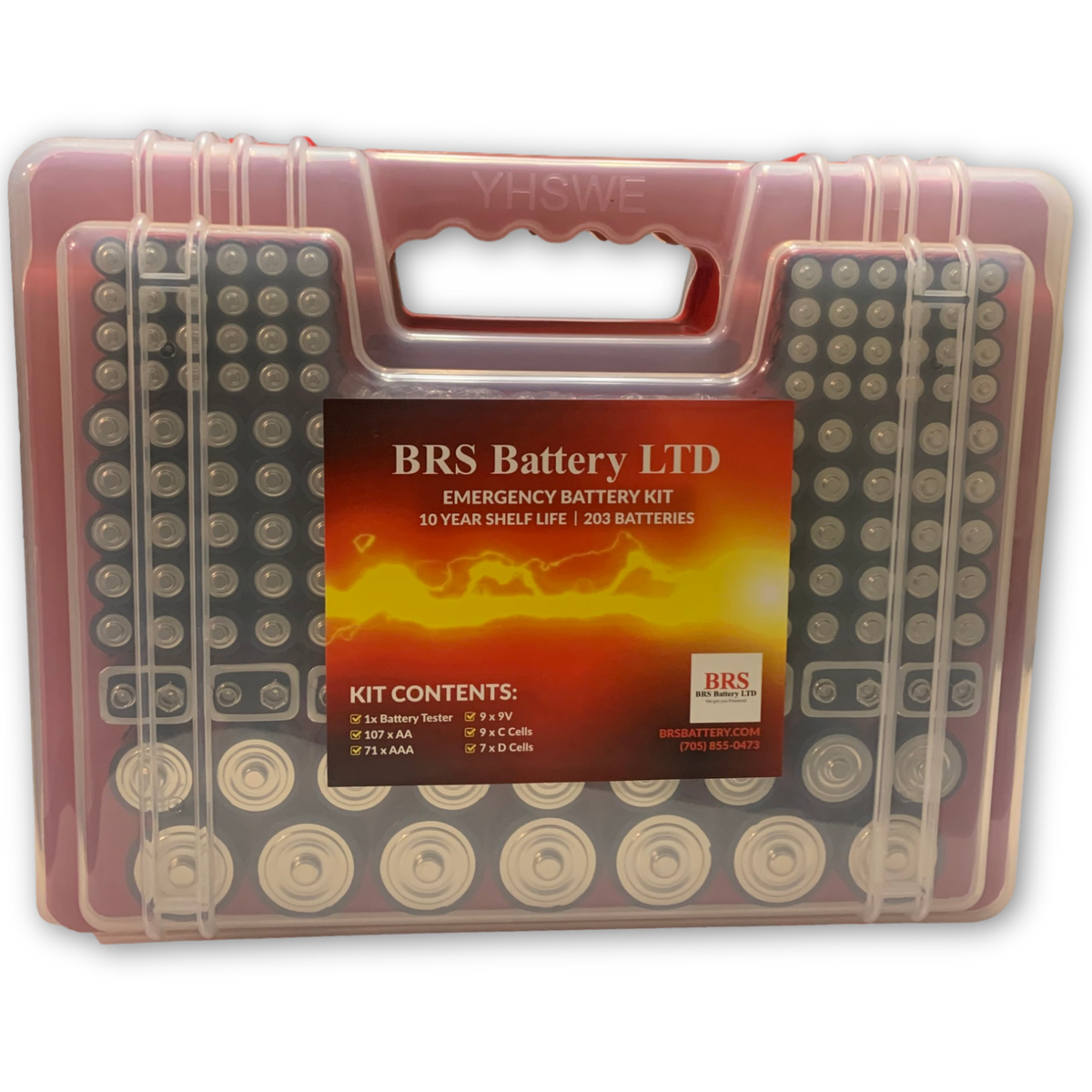 BRS Emergency Battery Kit: 203 Alkaline Batteries + Tester