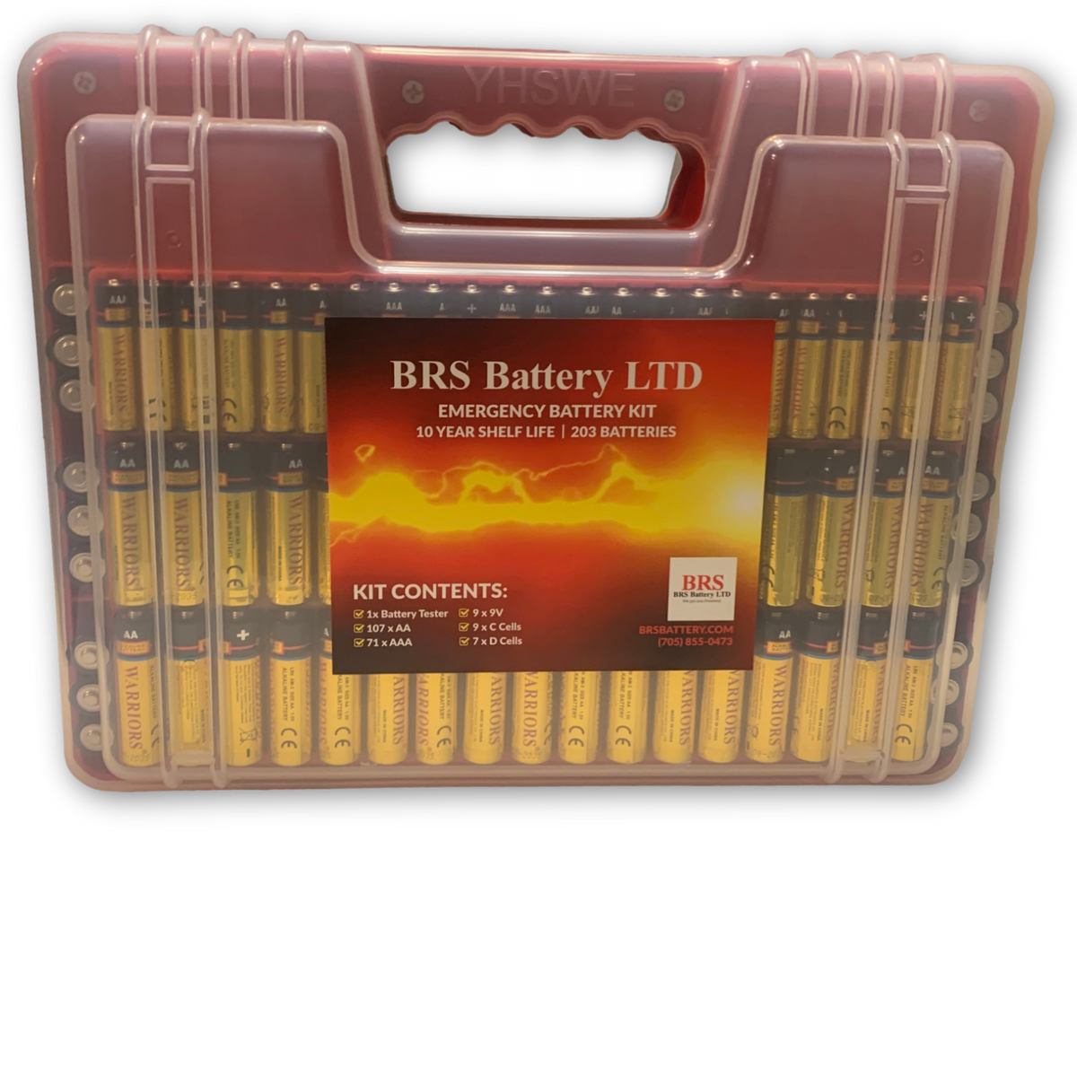 BRS Emergency Battery Kit: 203 Alkaline Batteries + Tester