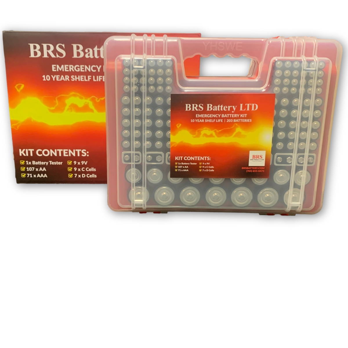 BRS Emergency Battery Kit: 203 Alkaline Batteries + Tester