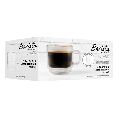 Barista Double-Wall Glass Mugs — Set of 2, 350 mL