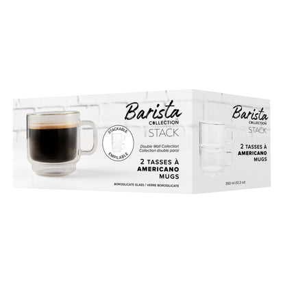 Barista Double-Wall Glass Mugs — Set of 2, 350 mL
