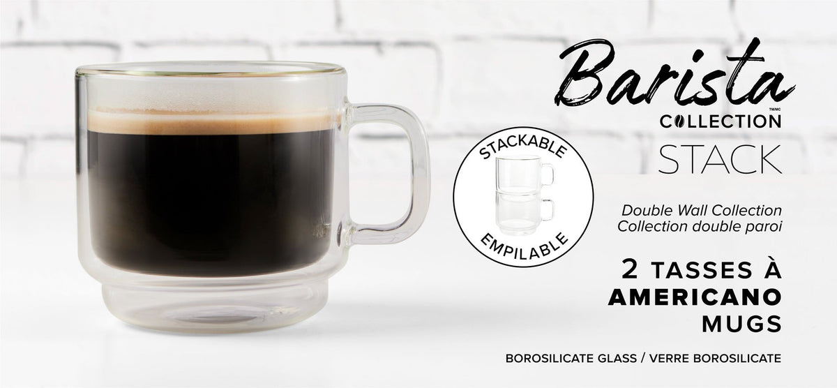 Barista Double-Wall Glass Mugs — Set of 2, 350 mL