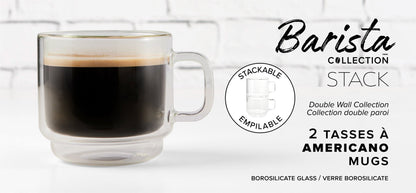 Barista Double-Wall Glass Mugs — Set of 2, 350 mL